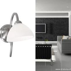 Straluma Wandlamp Capri staal/glas slaapkamer></noscript> Bedlampjes|Woonkamerlampen