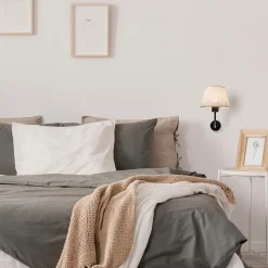 Straluma Wandlamp Chicago zwart/zandkleur kap></noscript> Wandlampen|Schemerlampen