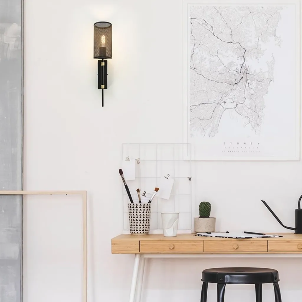 Straluma Wandlamp cilinder zwart/goud S> Wandlampen|Industriële Verlichting