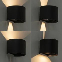 Straluma Wandlamp Davos afgerond zwart IP54 2700k></noscript> Wandlampen|Buitenlampen