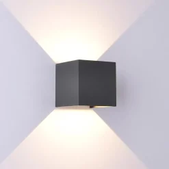 Straluma Wandlamp Davos kubus zwart IP54 2700k></noscript> Wandlampen|Buitenlampen