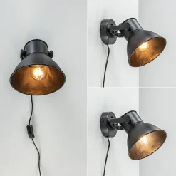 Straluma Wandlamp Eliano zwart industrieel></noscript> Light and Living|Woonkamerlampen