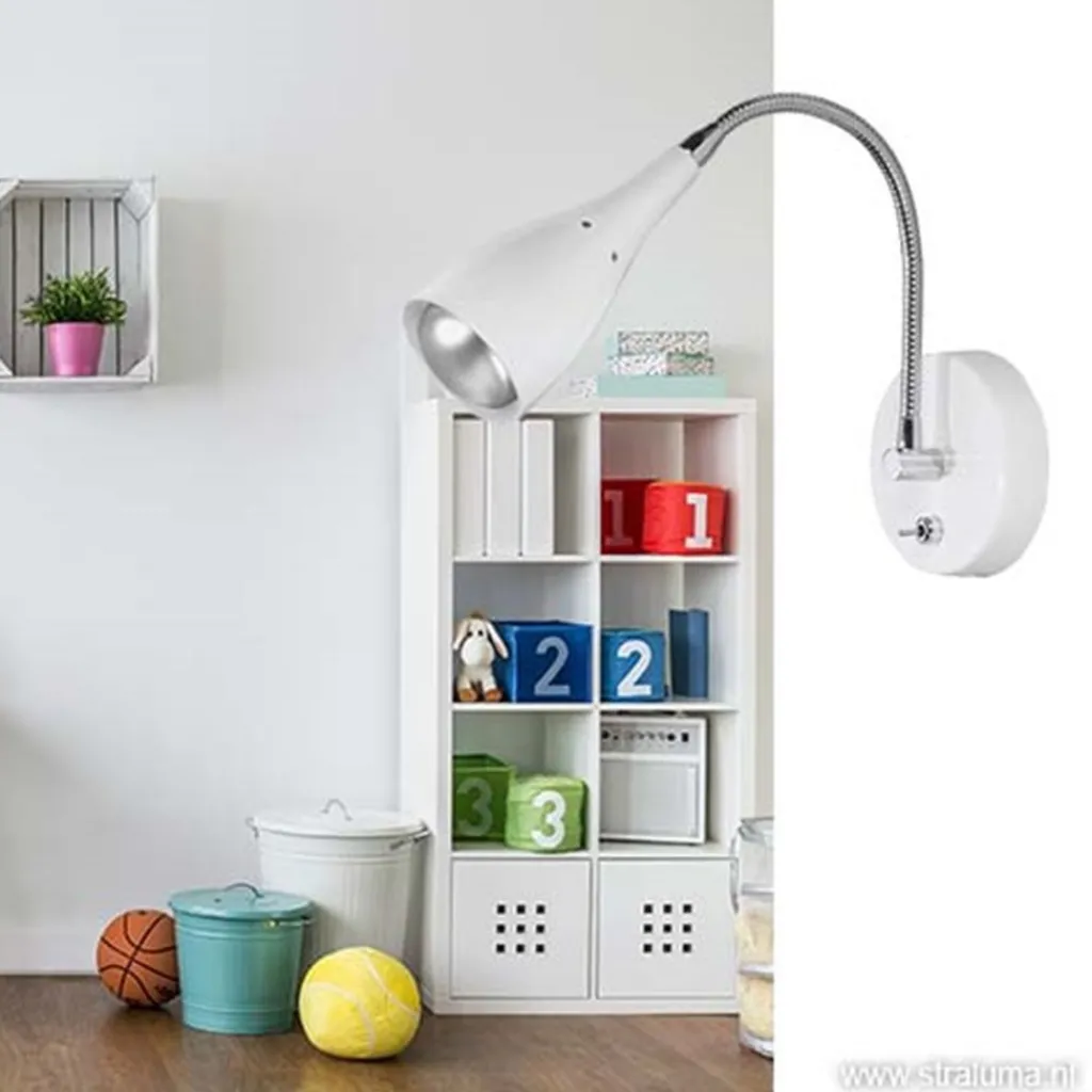 Straluma Wandlamp Elite verstelbaar nikkel wit> Bedlampjes|Kinderlampen