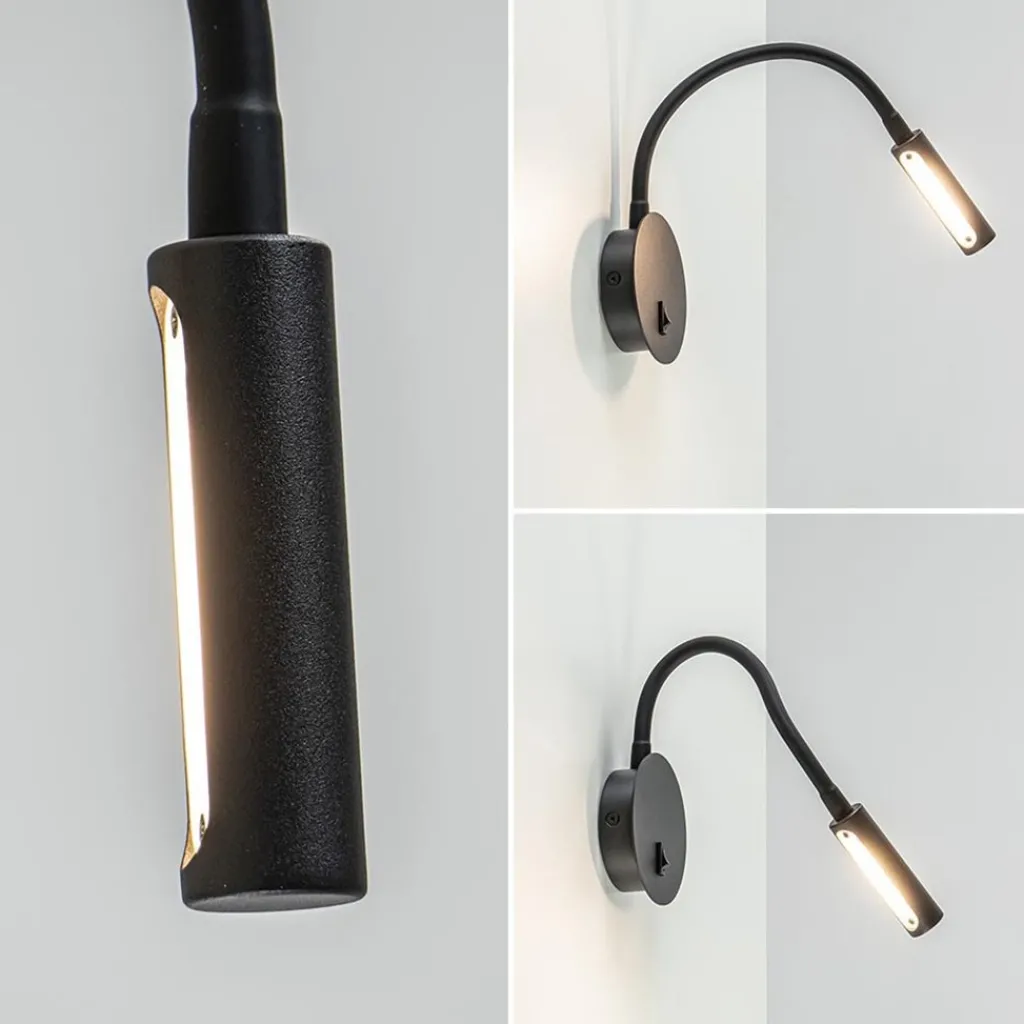 Straluma Wandlamp Flex zwart met schakelaar> Wandlampen|Bedlampjes