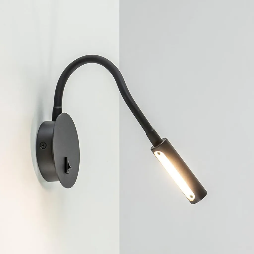 Straluma Wandlamp Flex zwart met schakelaar> Wandlampen|Bedlampjes