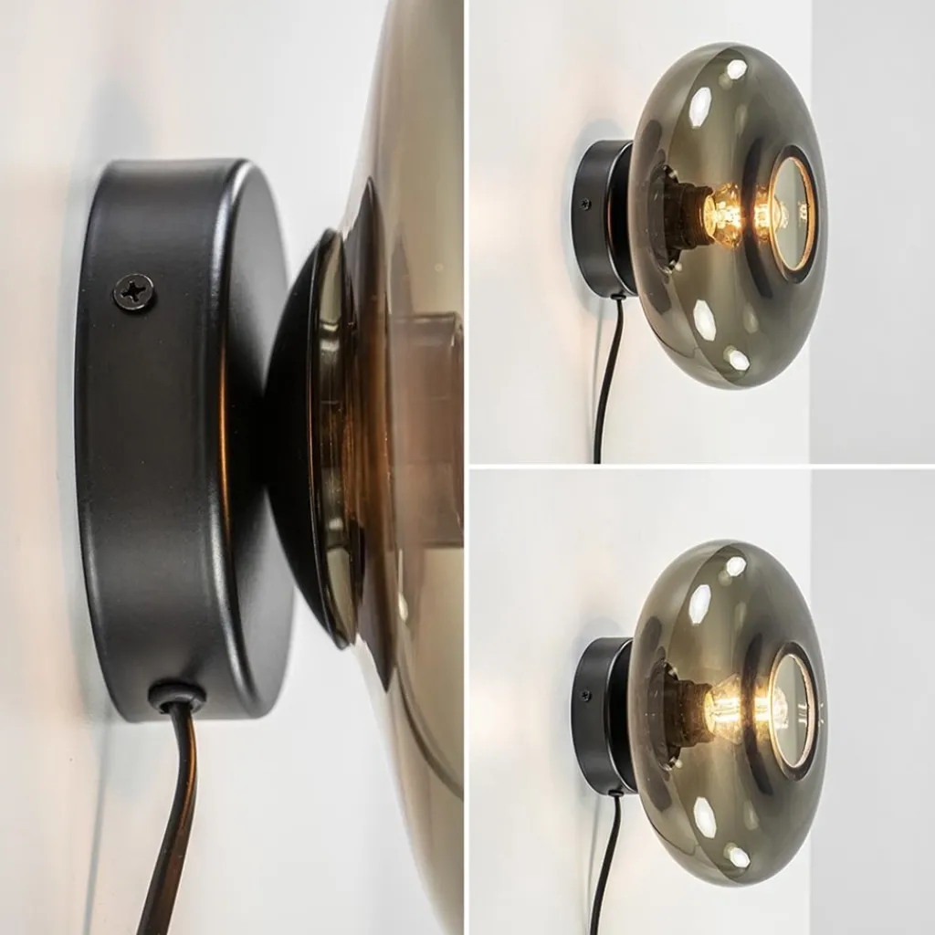 Straluma Wandlamp Hoseki zwart + smoke glas> Wandlampen|Design Verlichting