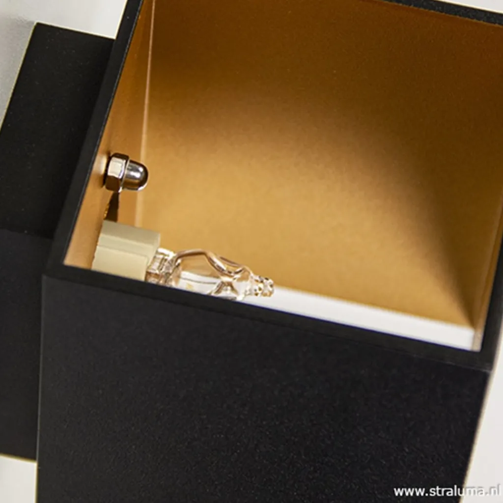 Straluma Wandlamp kubus zwart/goud> Bedlampjes|Slaapkamerlampen