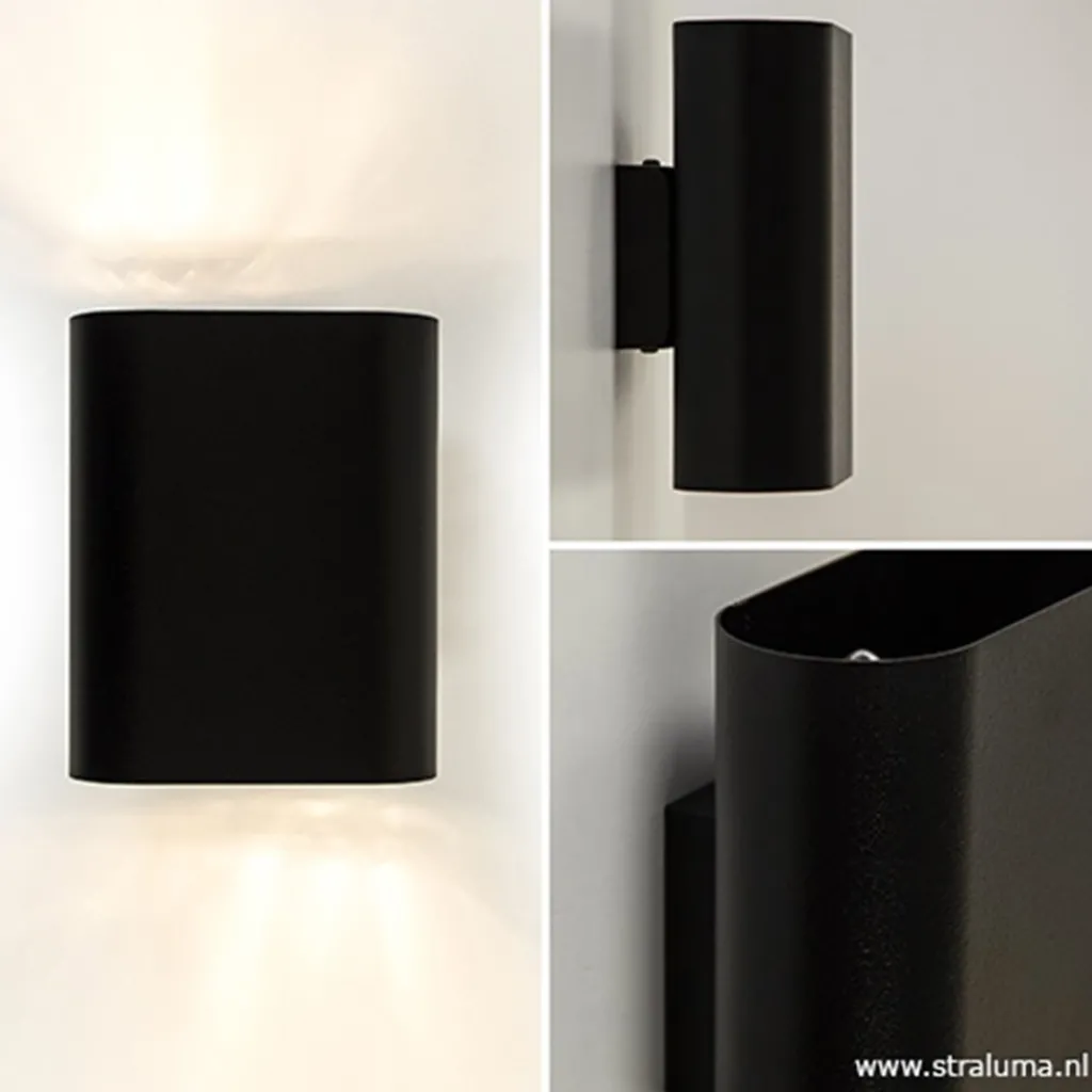 Straluma Wandlamp ovaal zwart 2xe14> Wandlampen|Woonkamerlampen