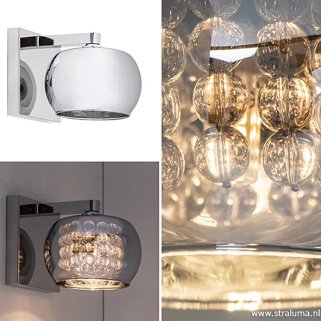 Straluma Wandlamp Pearl glas/chroom> Pearl|Woonkamerlampen