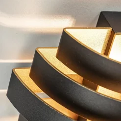 Straluma Wandlamp Scudo zwart/goud 20cm></noscript> Woonkamerlampen|Halverlichting