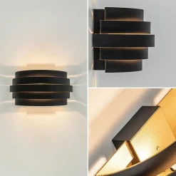 Straluma Wandlamp Scudo zwart/goud 25cm></noscript> Halverlichting|Wandlampen