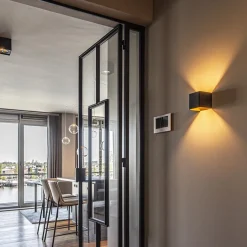 Straluma Wandlamp Stretto kubus zwart/goud></noscript> Wandlampen|Halverlichting