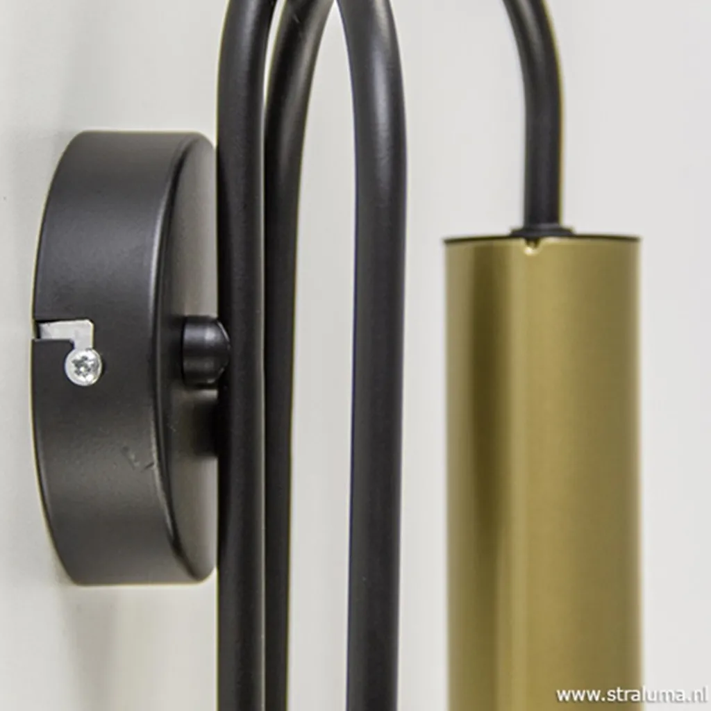 Straluma Wandlamp toog dubbel zwart/mat goud> Slaapkamerlampen|Halverlichting