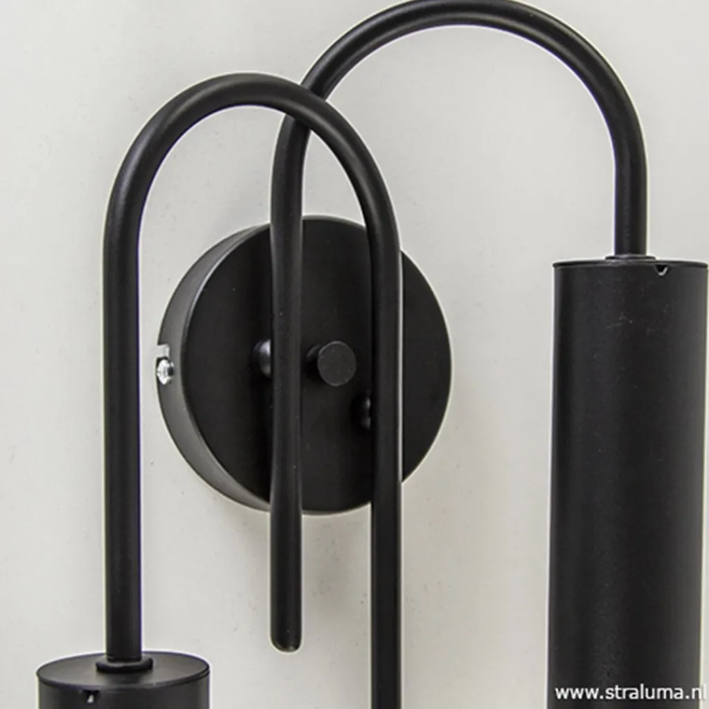 Straluma Wandlamp toog dubbel zwart> Woonkamerlampen|Slaapkamerlampen