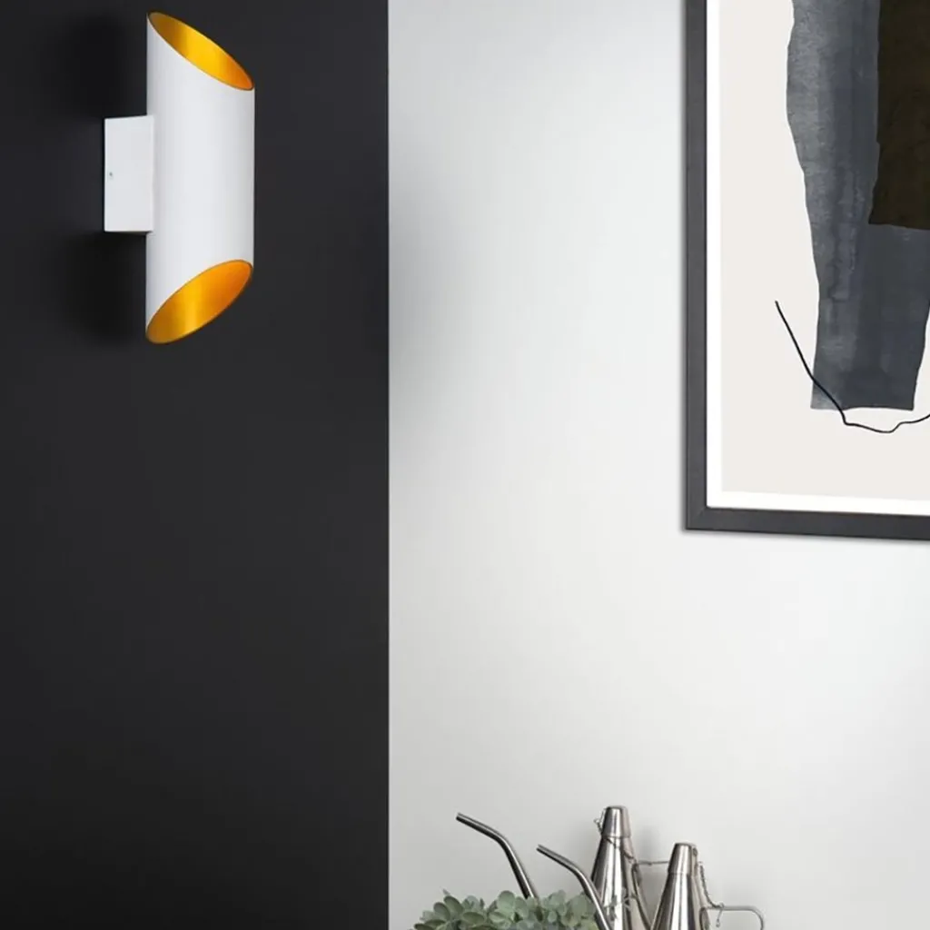 Straluma Wandlamp up+down cilinder wit/goud> Wandlampen|Design Verlichting
