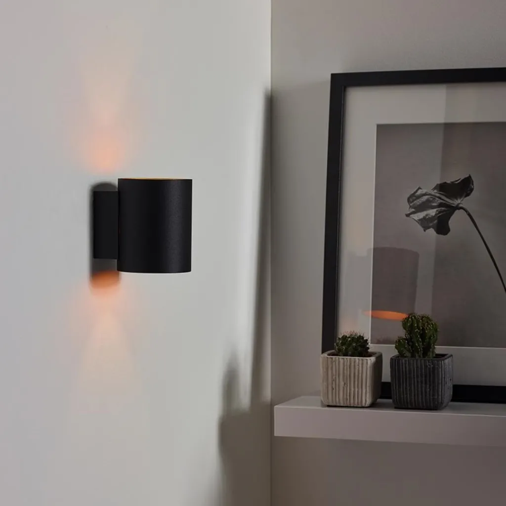 Straluma Wandlamp Xera zwart/goud binnenkant> Woonkamerlampen|Slaapkamerlampen