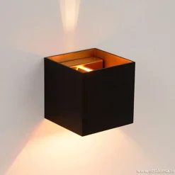 Straluma Wandlamp Xio kubus zwart/goud inclusief G9></noscript> Wandlampen|Bedlampjes