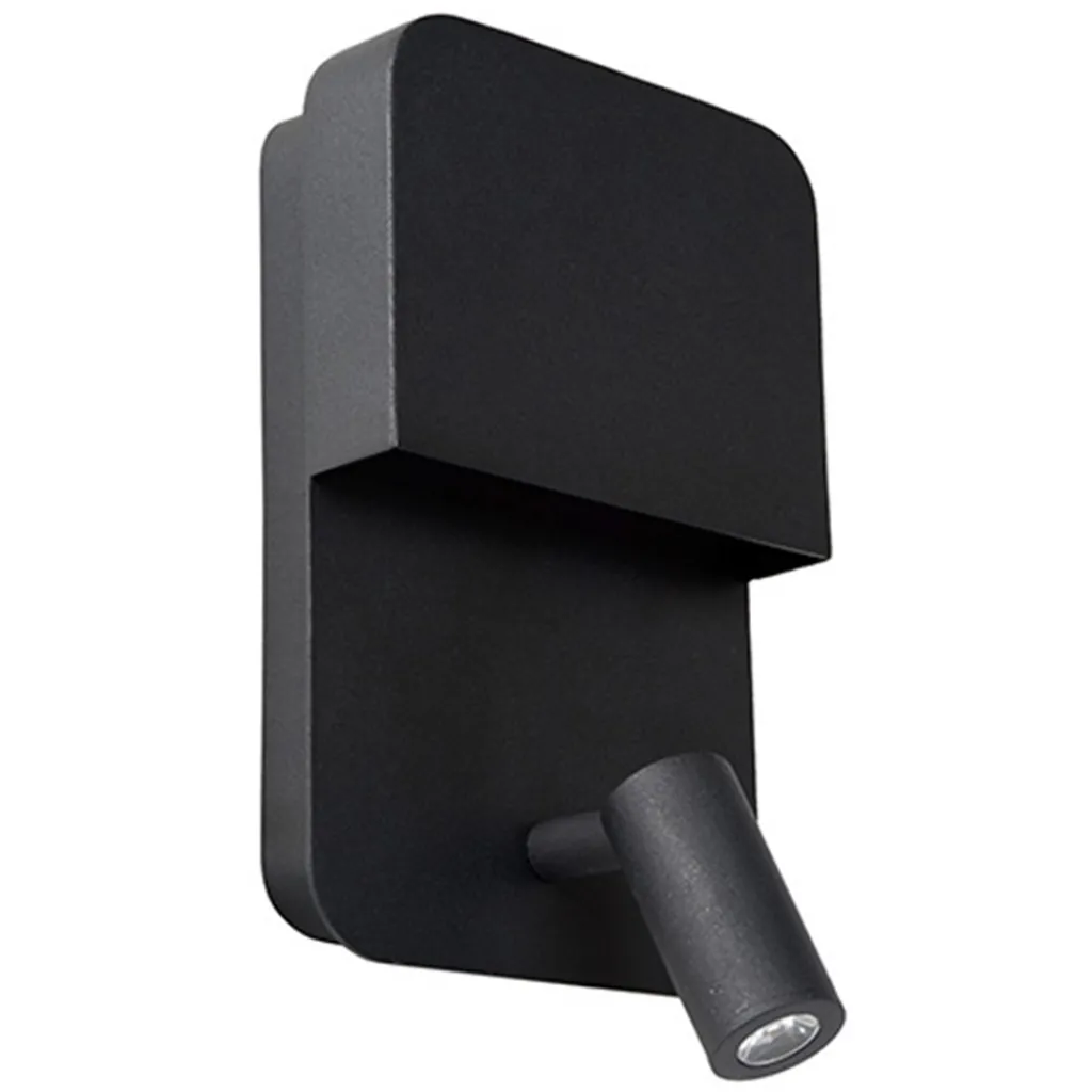 Straluma Wandlamp zwart + leesspot en usb> Wandlampen|Bedlampjes