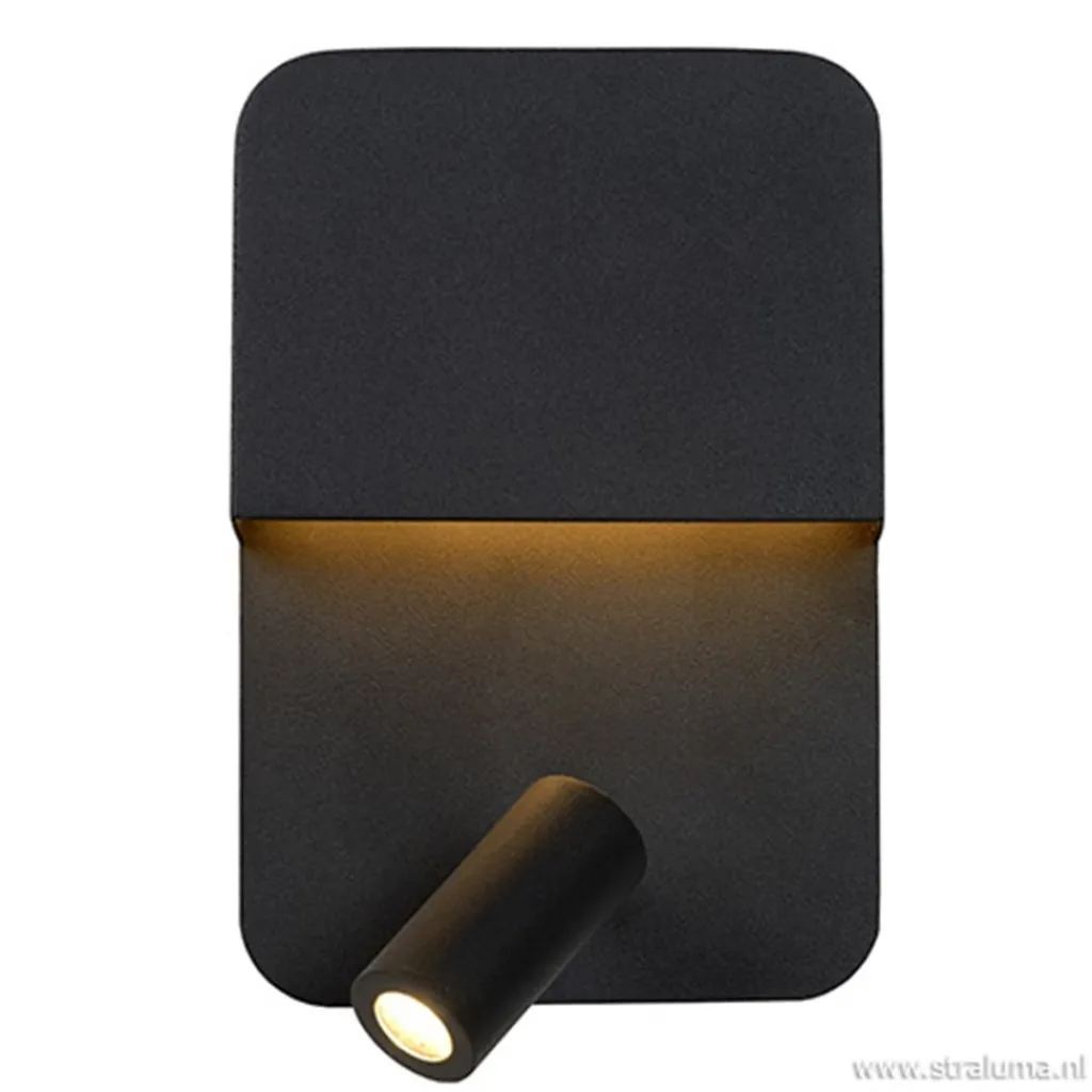 Straluma Wandlamp zwart + leesspot en usb> Wandlampen|Bedlampjes