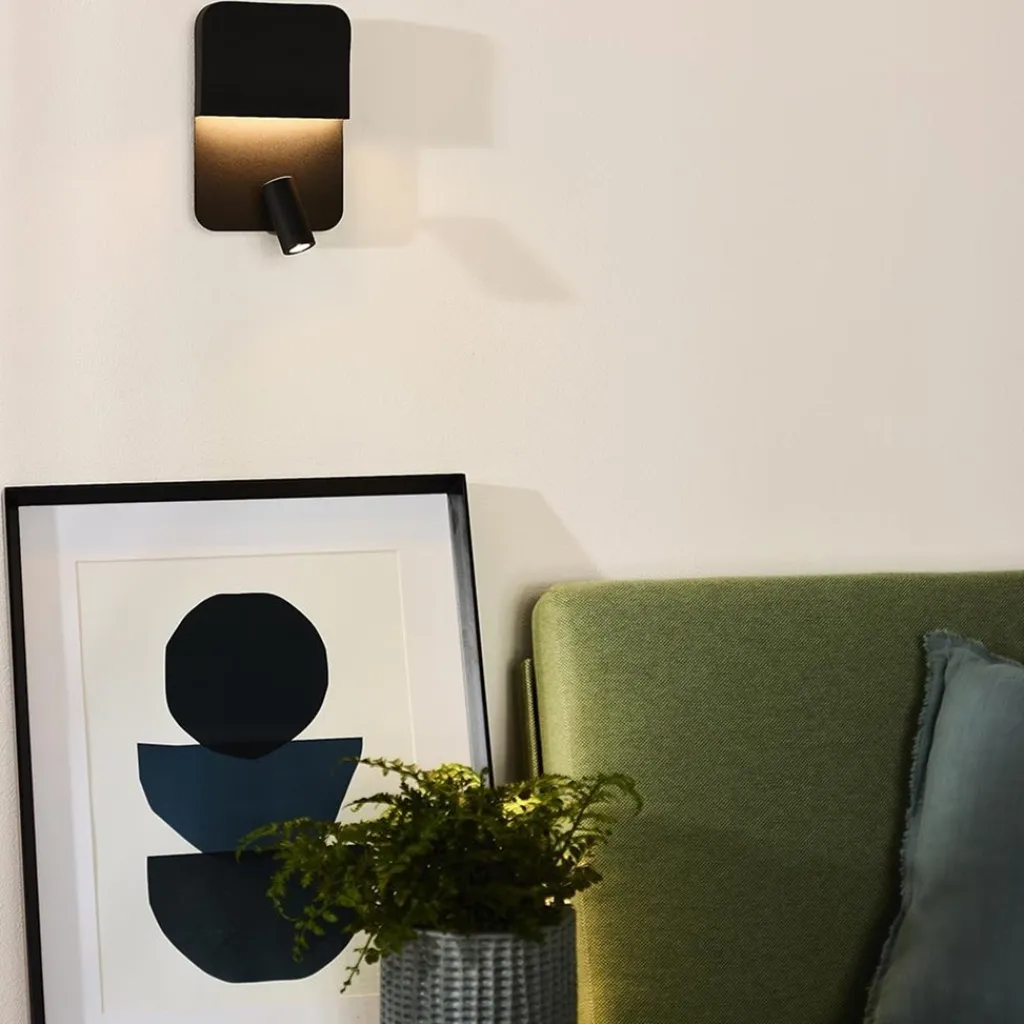 Straluma Wandlamp zwart + leesspot en usb> Wandlampen|Bedlampjes