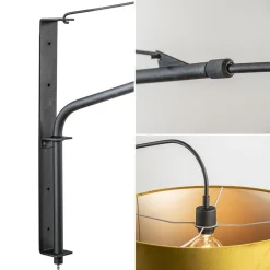 Straluma Wandlamp zwart met velourse kap></noscript> Wandlampen|Schemerlampen