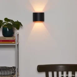 Straluma Wandlamp zwart/goud Xio up+down rond></noscript> Wandlampen|Bedlampjes