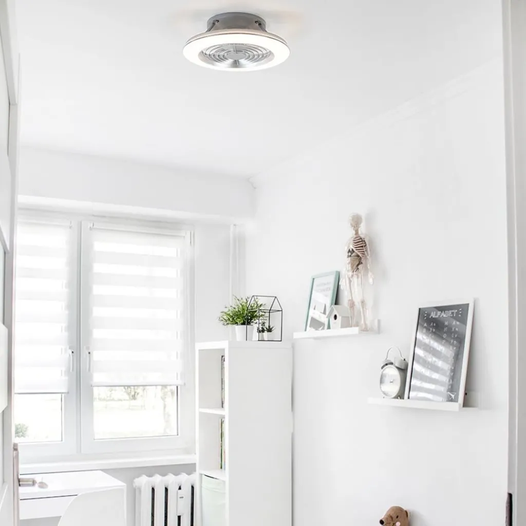 Straluma Zilveren ventilator inclusief LED klein> Plafondlampen|Plafondventilatoren met lamp