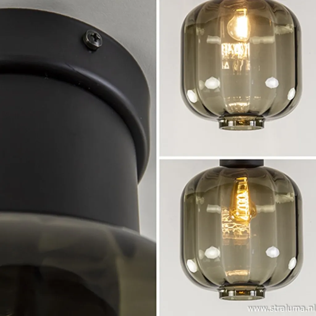 Straluma Zwart glazen plafondlamp luxury> Woonkamerlampen|Slaapkamerlampen
