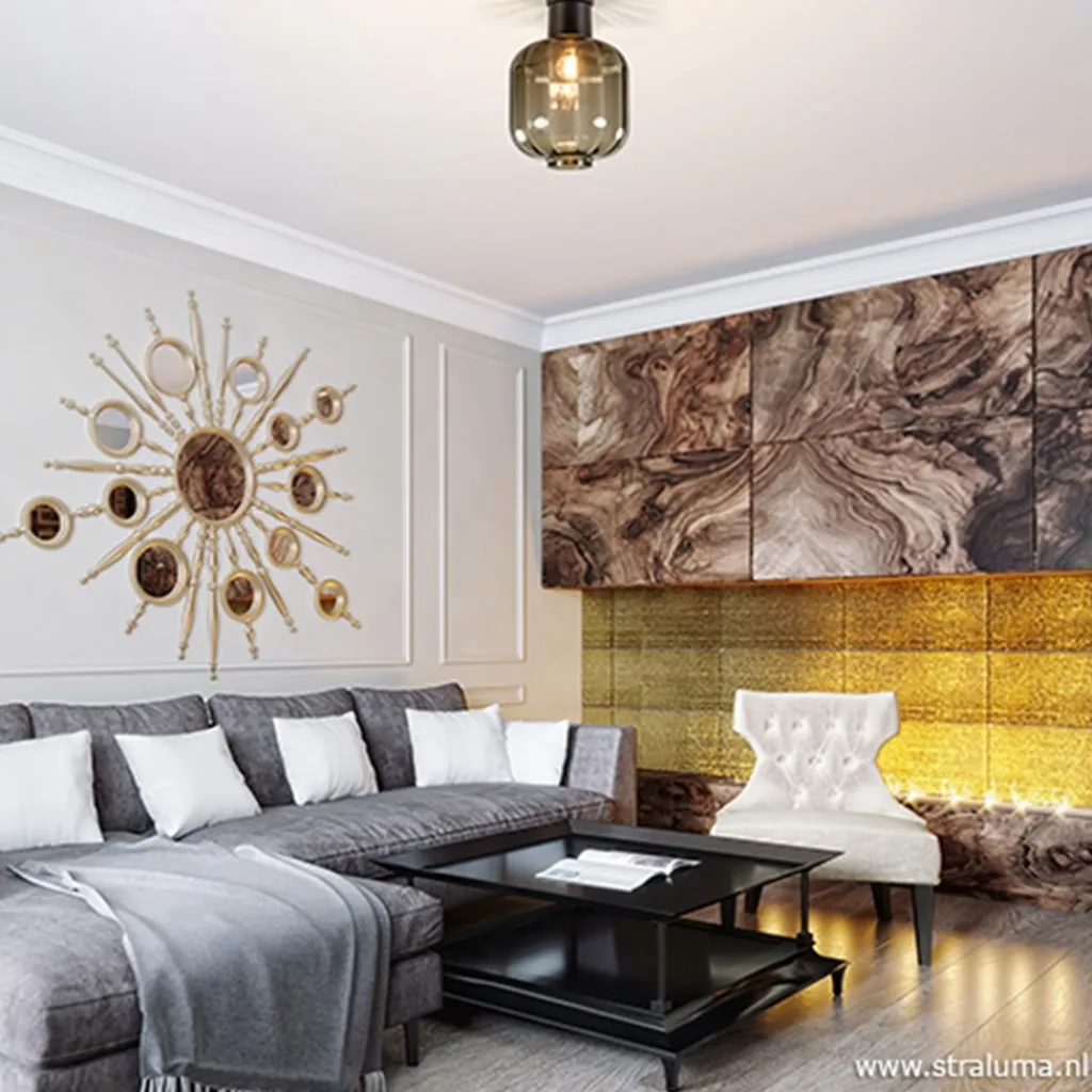 Straluma Zwart glazen plafondlamp luxury> Woonkamerlampen|Slaapkamerlampen