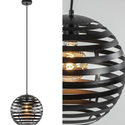 Straluma Zwart metalen hanglamp bol 30 cm> Keukenverlichting|Halverlichting