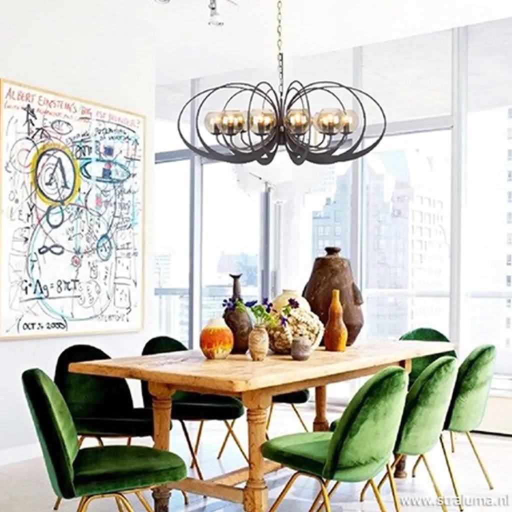 Straluma Zwart metalen hanglamp met smoke glas> Eettafellampen|Keukenverlichting