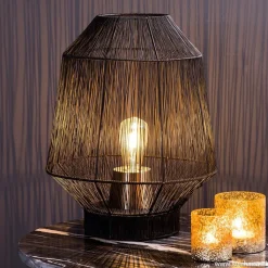 Straluma Zwart metalen tafellamp Vitora met brons></noscript> Tafellampen|Draadlampen