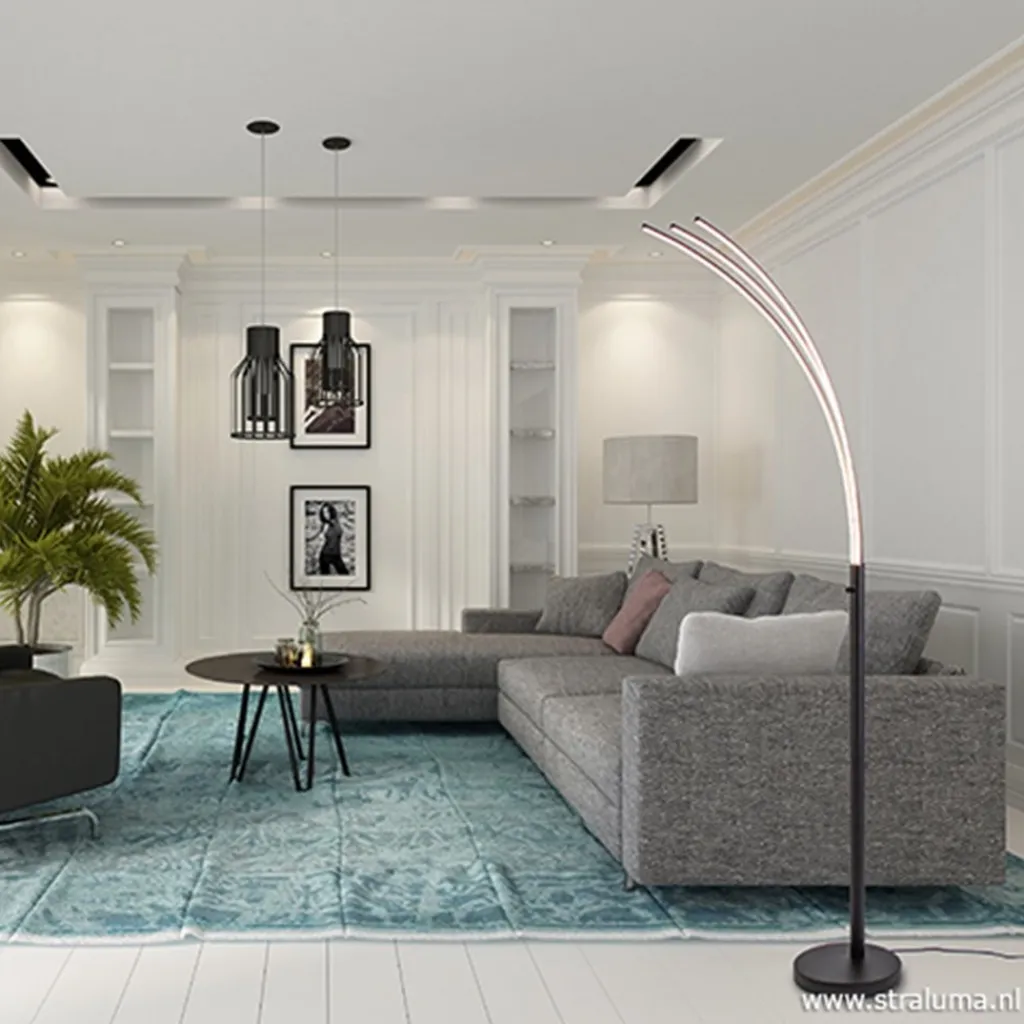 Straluma Zwarte boog vloerlamp LED dimbaar> Vloerlampen|Woonkamerlampen