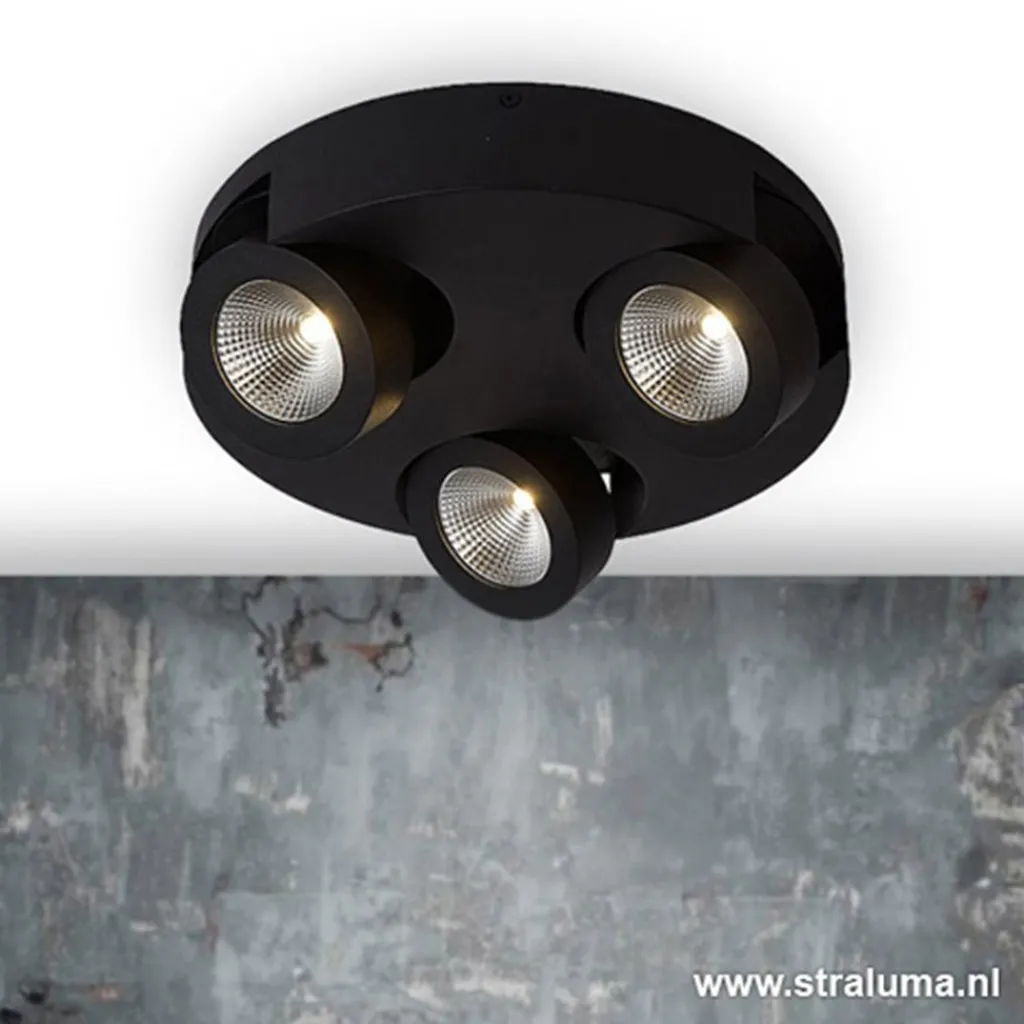 Straluma Zwarte design plafondlamp LED> Plafondlampen|Opbouwspots