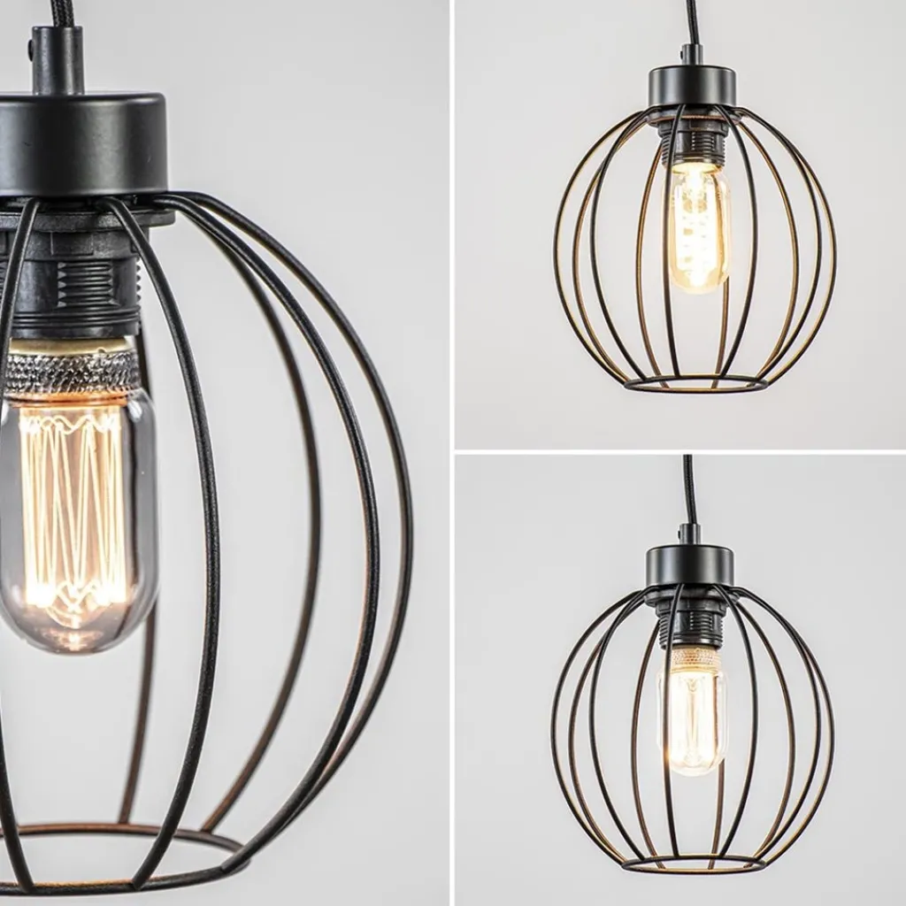 Straluma Zwarte draad hanglamp bol klein> Draadlampen|Nachtkastlampen