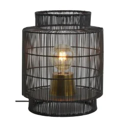 Straluma Zwarte draad tafellamp met brons> Draadlampen|Light and Living