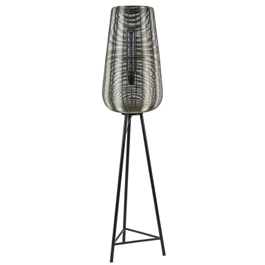 Straluma Zwarte driepoot Adeta met nikkel kap> Draadlampen|Light and Living