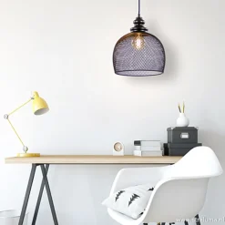 Straluma Zwarte hanglamp Karla met gaas><noscript><img width=