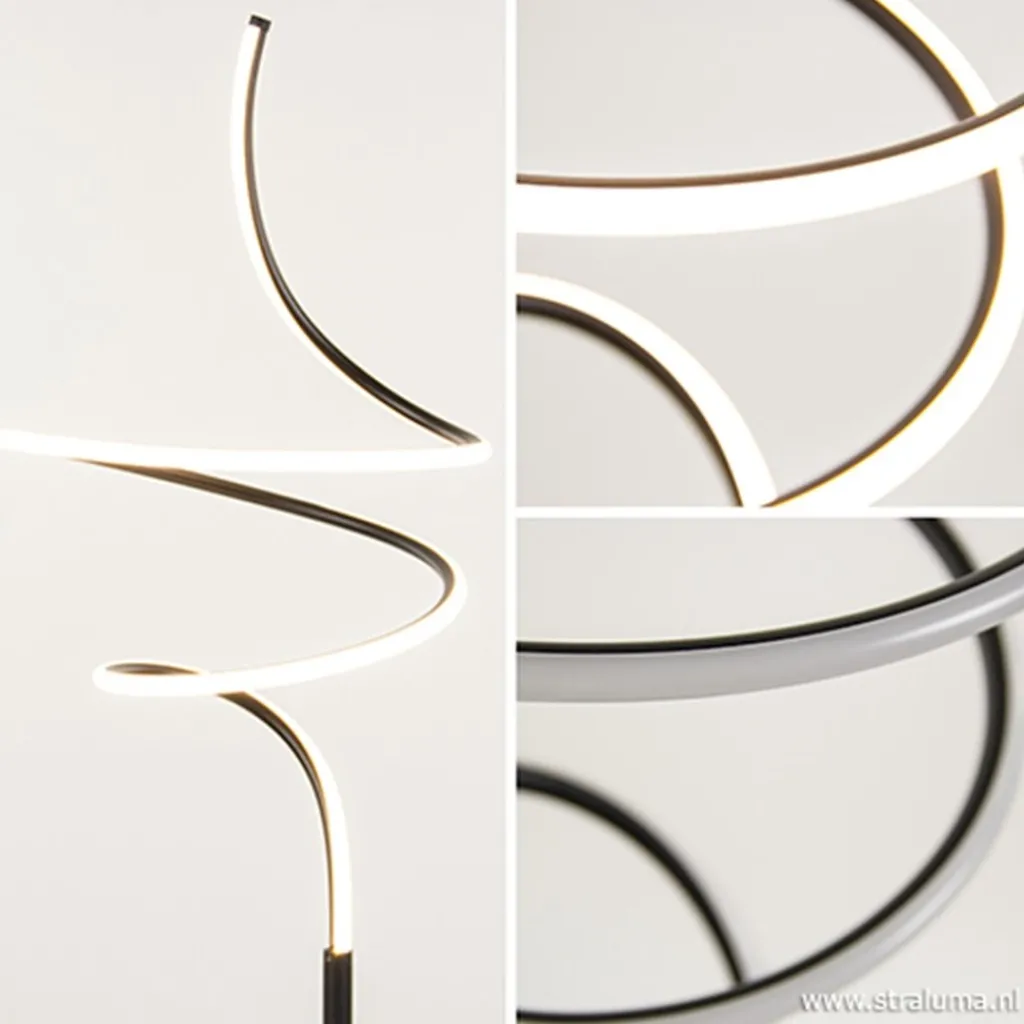 Straluma Zwarte krul vloerlamp LED dimbaar> Vloerlampen|Woonkamerlampen