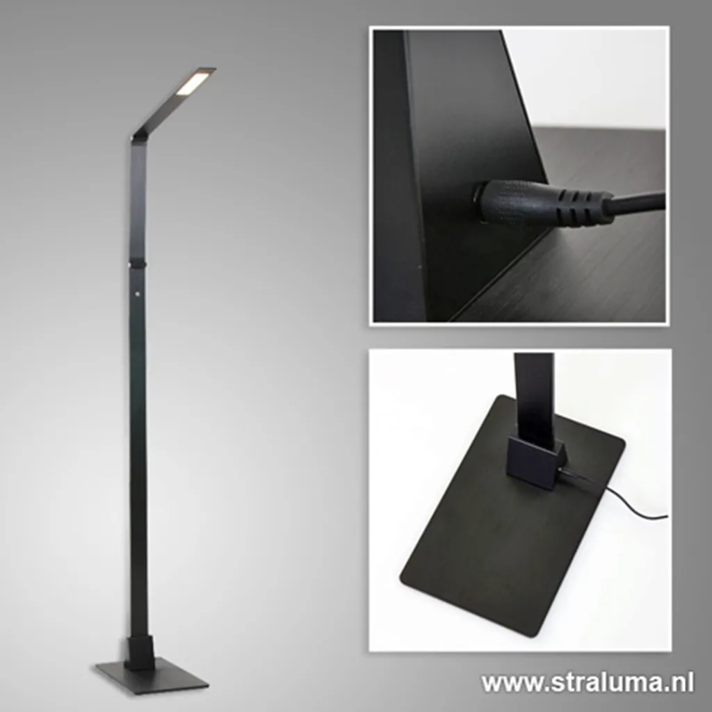 Straluma Zwarte led vloerlamp met touchdimmer> Vloerlampen|Leeslampen
