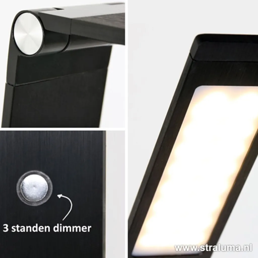 Straluma Zwarte led vloerlamp met touchdimmer> Vloerlampen|Leeslampen