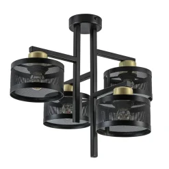 Straluma Zwarte 4-lichts plafondlamp met ronde kappen> Halverlichting|Plafondlampen