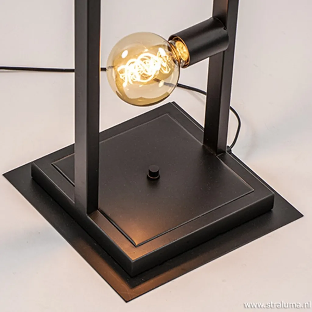 Straluma Zwarte metalen vloerlamp open frame> Woonkamerlampen|Slaapkamerlampen