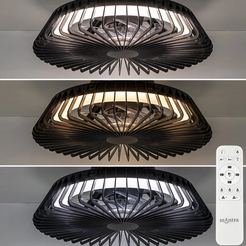 Straluma Zwarte plafondventilator mini met dimbaar LED> Plafondlampen|Plafondventilatoren met lamp