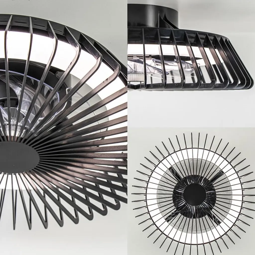 Straluma Zwarte plafondventilator mini met dimbaar LED> Plafondlampen|Plafondventilatoren met lamp