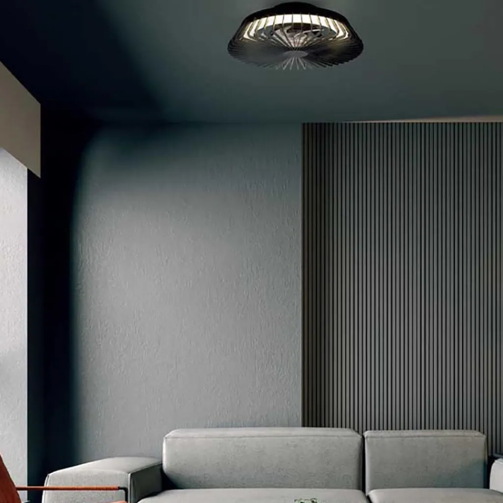 Straluma Zwarte plafondventilator mini met dimbaar LED> Plafondlampen|Plafondventilatoren met lamp