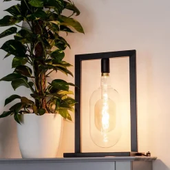 Straluma Zwarte tafellamp frame excl. lichtbron></noscript> Woonkamerlampen|Halverlichting