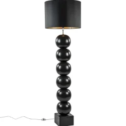 Straluma Zwarte vloerlamp bollen met zwarte ronde kap> Vloerlampen|Schemerlampen