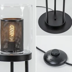 Straluma Zwarte vloerlamp met cilinder kap helder glas><noscript><img width=