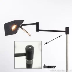 Straluma Zwarte vloerlamp-leeslamp LED dimbaar><noscript><img width=